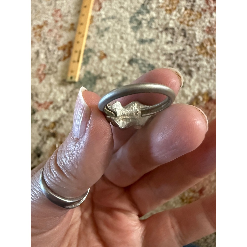 Vintage Avon Silver Tone Textured Love Knot Cocktail Ring OS Statement Bow - Picture 4 of 6